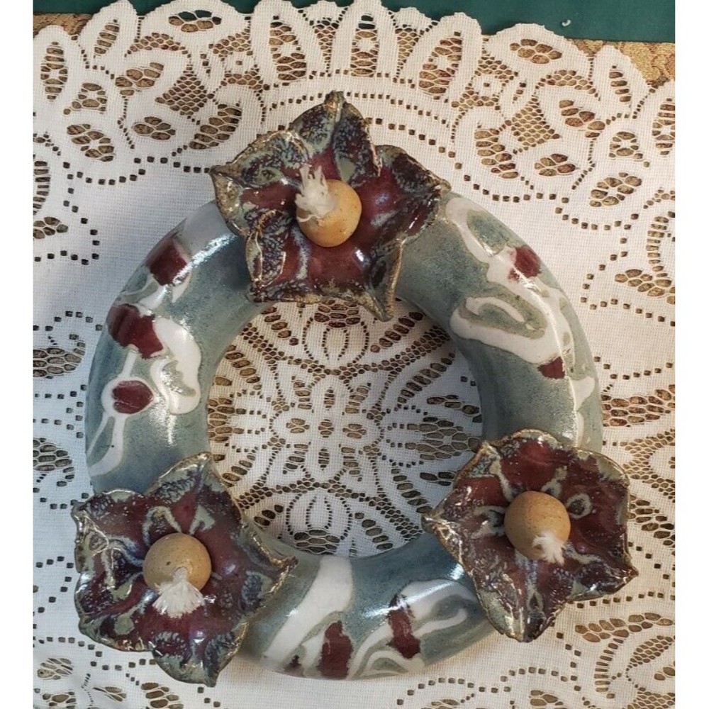Unique Art Pottery Oil Lamp Ring Sgnd Dated '98